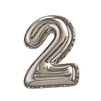 Silver foil balloon font number 2 TWO 3D