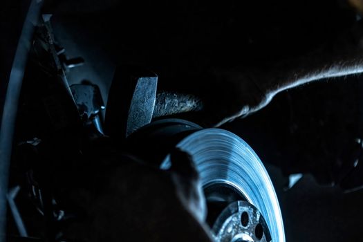 Mechanic hands maintenance brakes