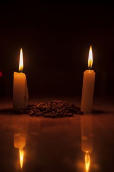 candles and coffee beans