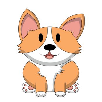 Cute dog Corgi. Draw illustration in color