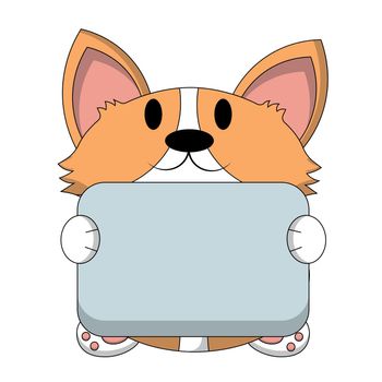Cute Corgi with poster without text in color for congratulation