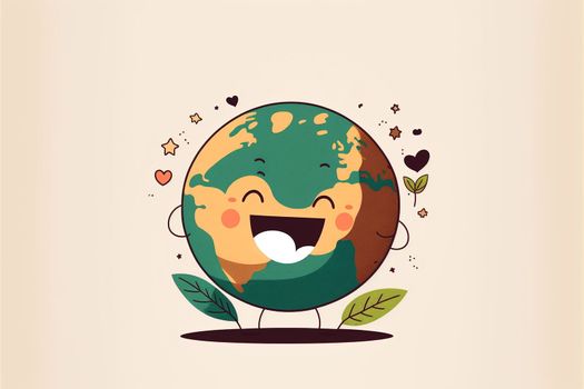 Earth day. happy planet earth cartoon style.