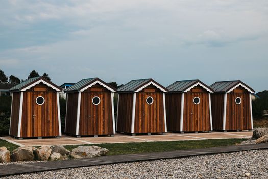 Wooden houses on the ocean Saint marguerite sur mer