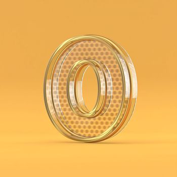 Gold wire and glass font Number 0 ZERO 3D