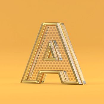 Gold wire and glass font letter A 3D