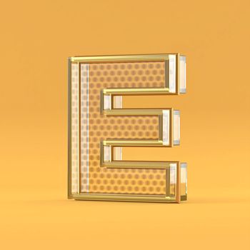 Gold wire and glass font letter E 3D