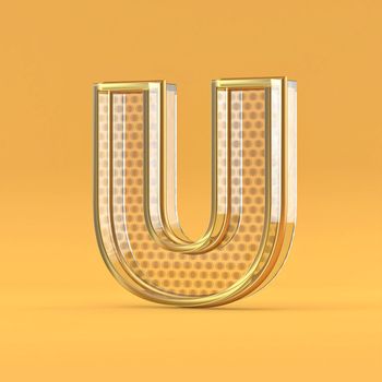 Gold wire and glass font letter U 3D