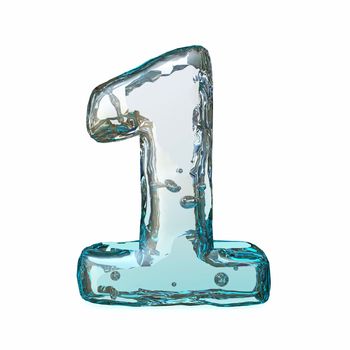 Blue ice font Number 1 ONE 3D