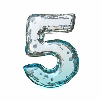 Blue ice font Number 5 FIVE 3D