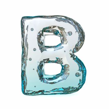 Blue ice font Letter B 3D