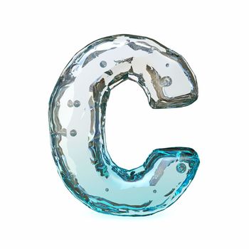 Blue ice font Letter C 3D