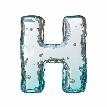 Blue ice font Letter H 3D