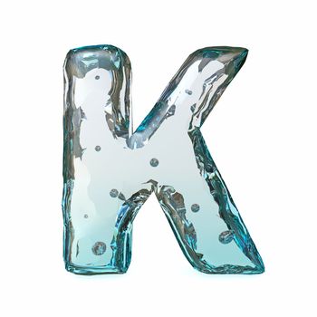 Blue ice font Letter K 3D