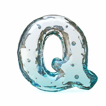 Blue ice font Letter Q 3D