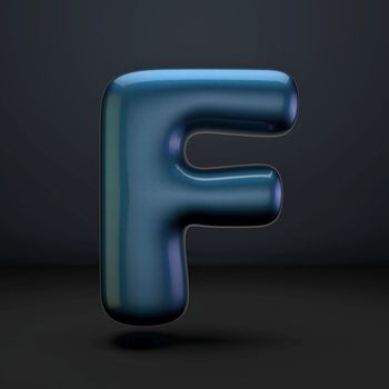 Dark blue shiny font Letter F 3D
