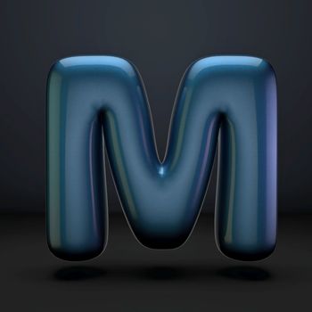 Dark blue shiny font Letter M 3D