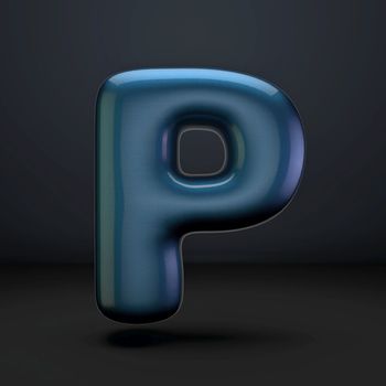 Dark blue shiny font Letter P 3D