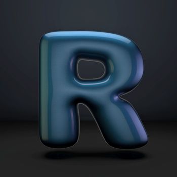 Dark blue shiny font Letter R 3D