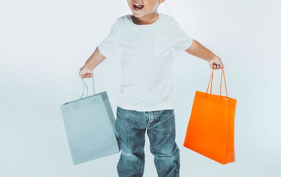 Little Boy with Shopping Bag