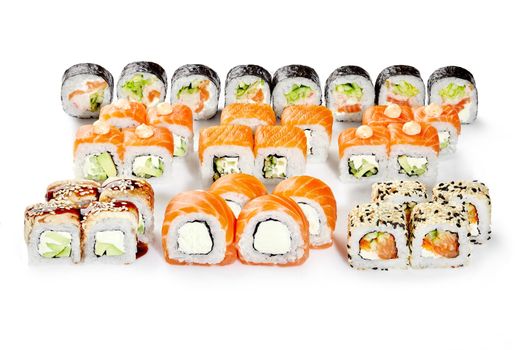 Light set of Japanese sushi rolls for bachelorette party