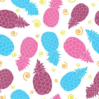Pineapples abstract colorful pink, blue and purple pattern design