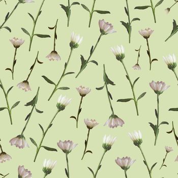 Photo and Digital Seamless Pattern with Nature Chrysanthemums Flowers.