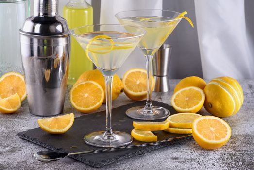 Lemon drop martini with zest