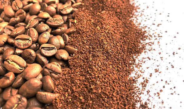 Coffee beans and ground coffee