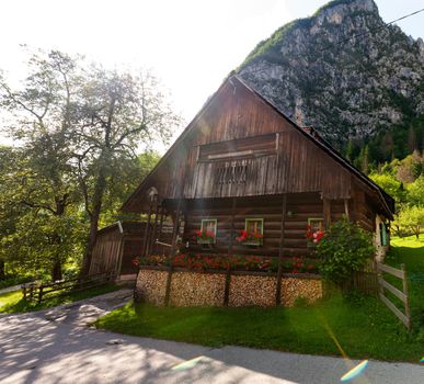 View of Slovenian chalet in Stara Fuzina, Slovenia