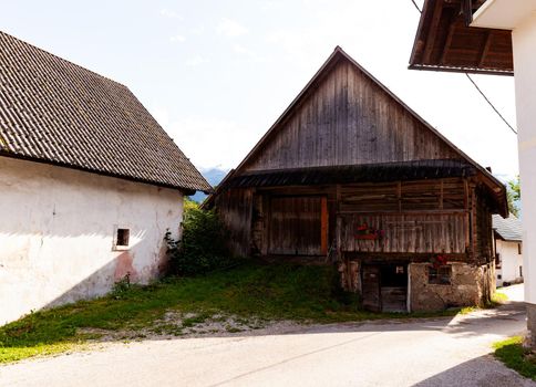 View of Slovenian chalet in Stara Fuzina, Slovenia