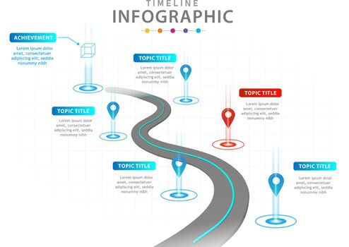 Infographic template for business. 6 Steps Modern Timeline Roadmap diagram with roadmap, presentation vector infographic.