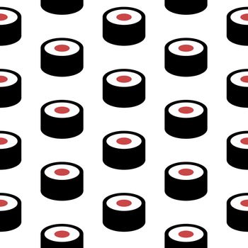 Sushi roll black, seamless pattern, vector. 