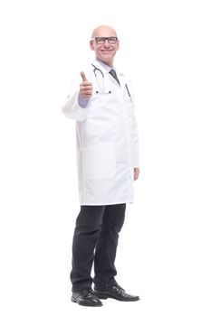 senior doctor with a stethoscope. isolated on a white