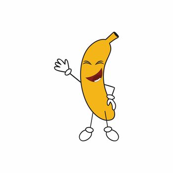 Funny smiley face. Yellow banana with closed eyes and a mocking smile.