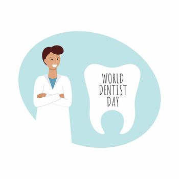 World day of the dentist. Vector poster for February 9. Medicine and health.