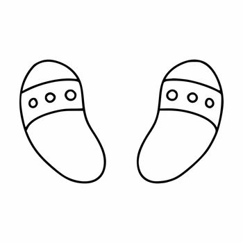Rubber slippers for the beach and at home. Vector illustration in the doodle style.