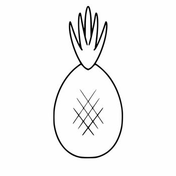 Pineapple in Doodle style. Vector illustration of a pineapple by hand. Summer fruits and vegetables.