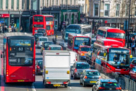 city street traffic in london blurred background.