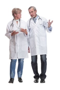 Doctors having a discussion while walking