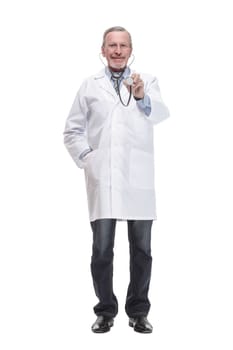 Thoughtful doctor wearing glasses examining X-ray image