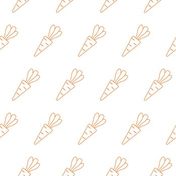 Carrot, seamless pattern, vector. Orange carrots on a white background.