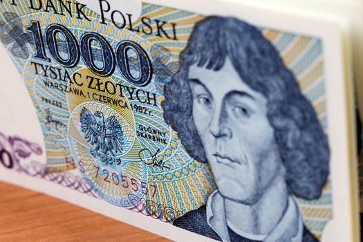 Old Polish money - 1000 Zloty a background