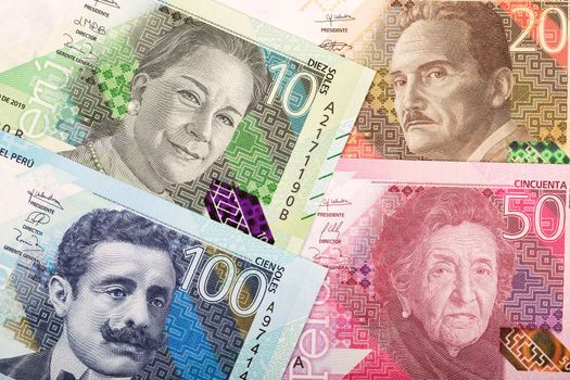 Peruvian money a business background from new series of banknotes