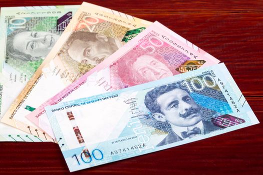 Peruvian money a business background from new series of banknotes	