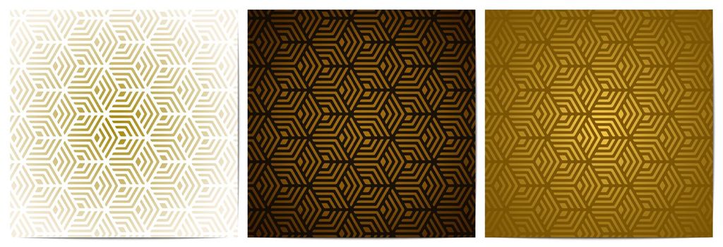 Geometric pattern with gold stripes and polygonal shape
