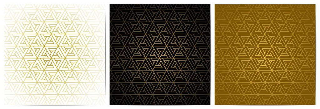 Geometric pattern with polygonal shape and triangle gold lines