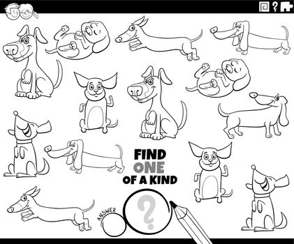 one of a kind task with cartoon dogs coloring page