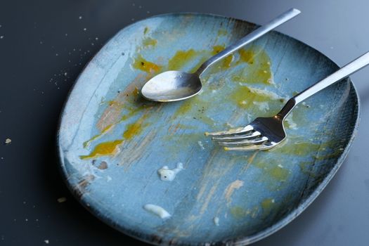 Empty plate after eating on table