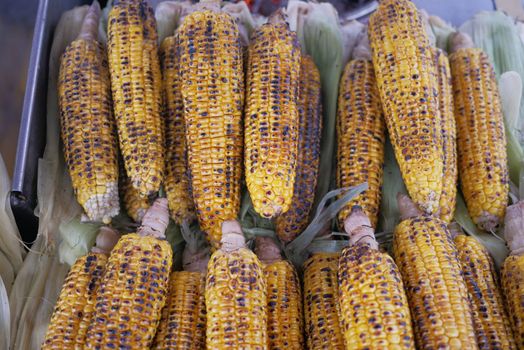 Grilled Corn for sale in a market stall in istanbul