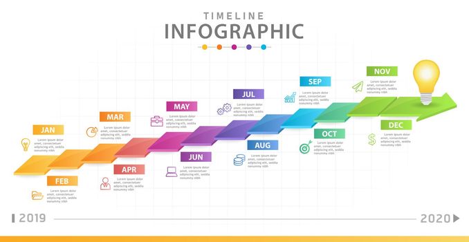 Infographic Modern Timeline Roadmap diagram calendar with 3d style.